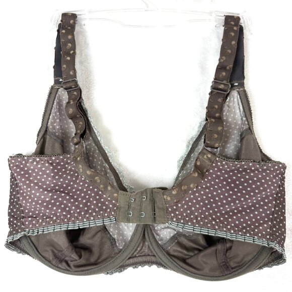 FREYA Mesh Sheer Polka Dot Lace Trim Underwire Plunge Bra Womens 34G AA3221 - Picture 2 of 4